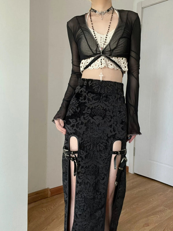 VINTAGE CHINESE STYLE VELVET SKIRT YV47394