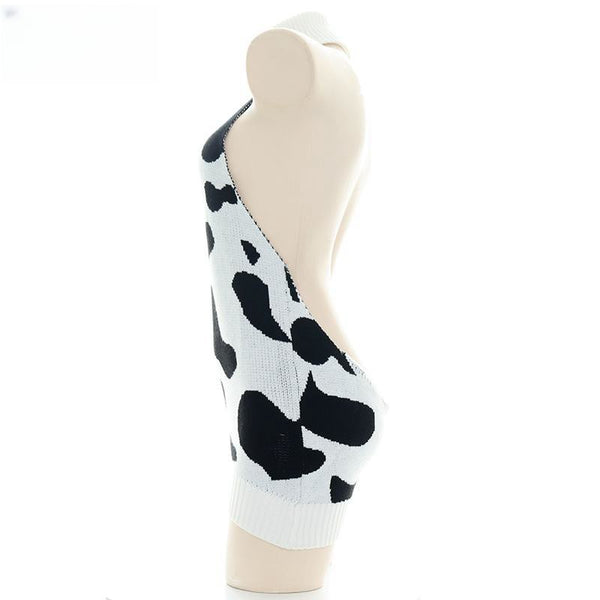 Cow Strap Backless Sweater ab0008