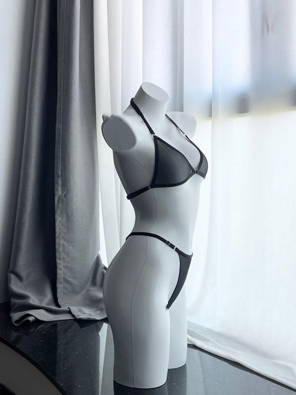 Transparent stockings bikini set z046