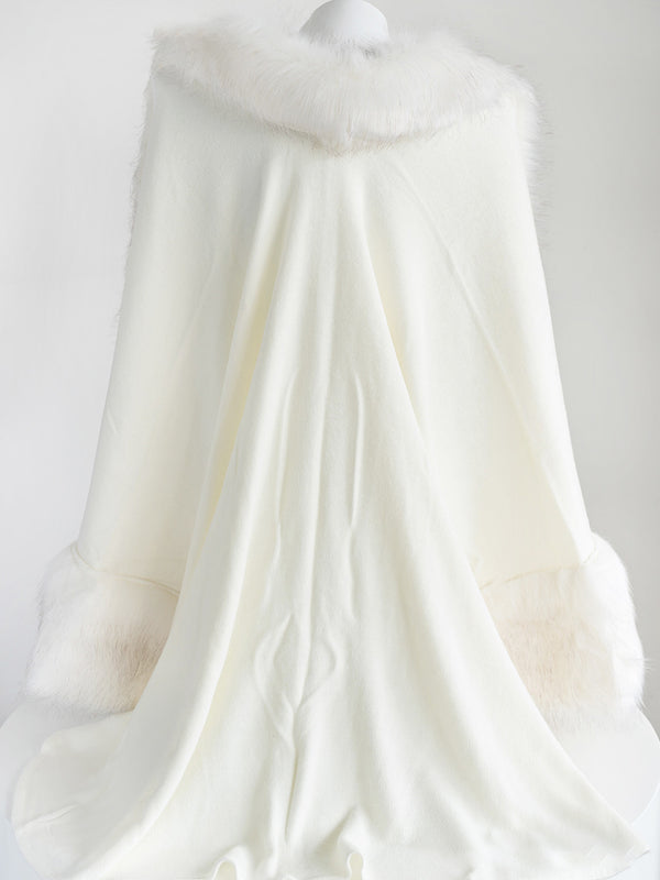 Eco-friendly fur cape coat with large fur collar z053