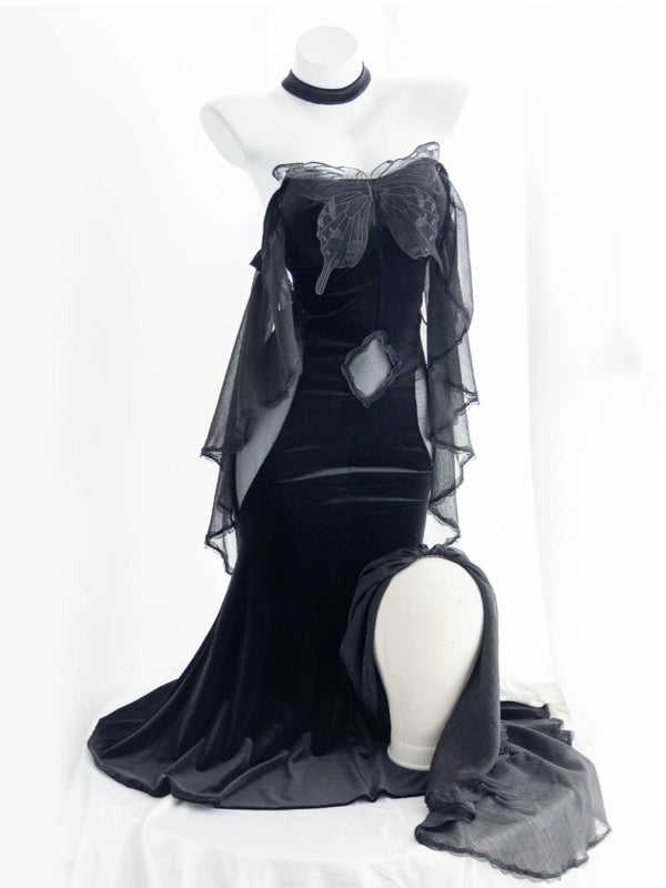 Halloween cross-dressing sexy black fishtail butterfly succubus suit z051