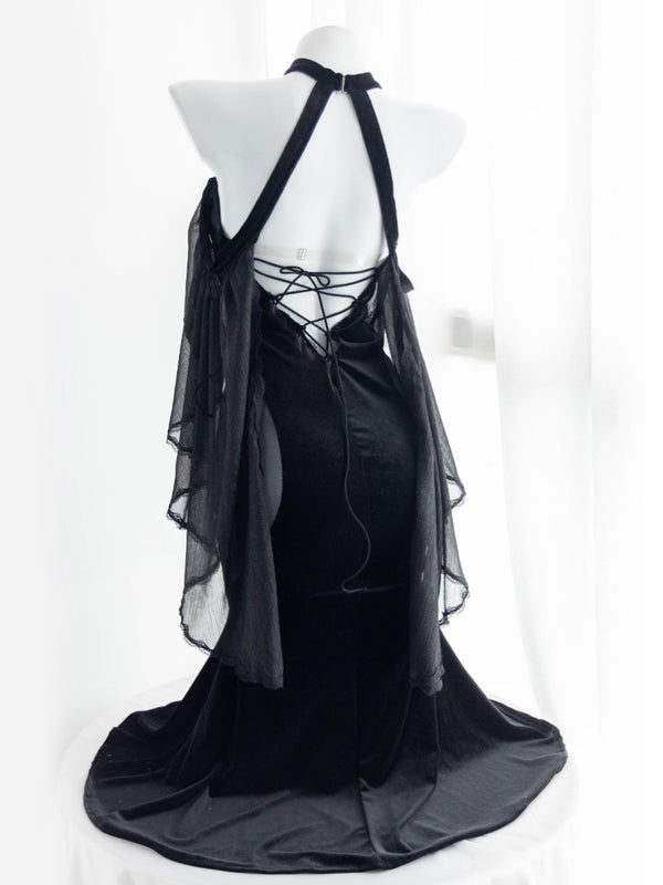 Halloween cross-dressing sexy black fishtail butterfly succubus suit z051