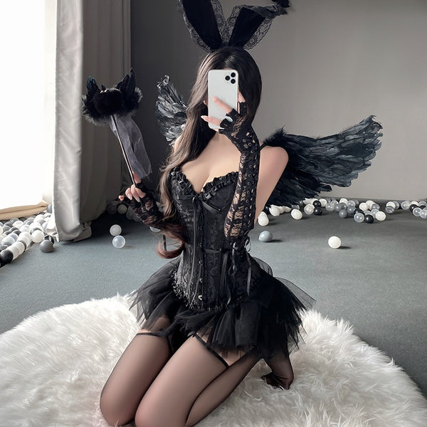 Waist-cinching suspender dress AN0338