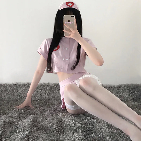 NURSE PLEATED SKIRT SUIT KF82018