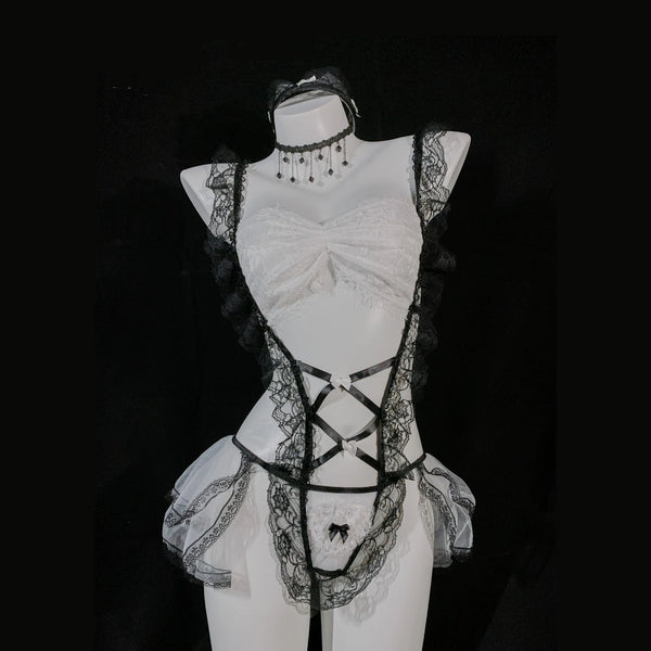 BLACK SILK TEMPTATION SUIT KF83929