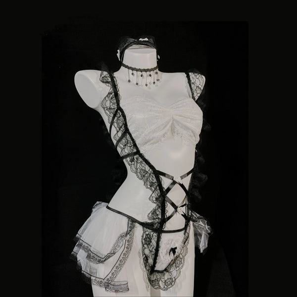 BLACK SILK TEMPTATION SUIT KF83929