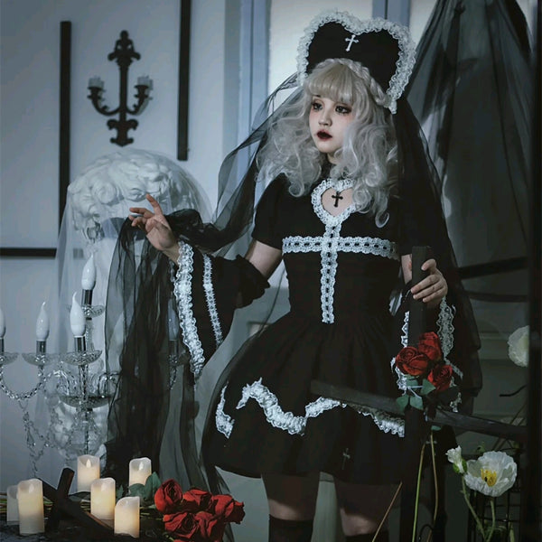 Halloween lolita fluffy little black dress  yc28187