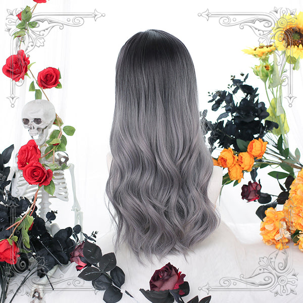 Japanese lolita black gray gradient wig yc23470