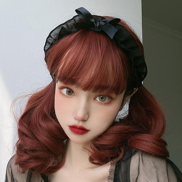 lolita red brown wig yc22996