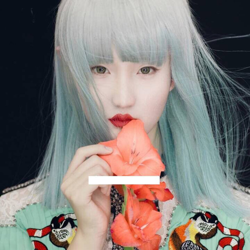 Harajuku Green Long Curly Wig KF81693