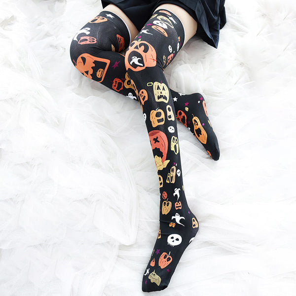 Halloween pumpkin print socks yc23631