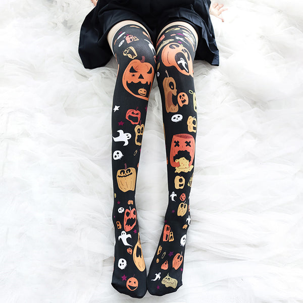 Halloween pumpkin print socks yc23631