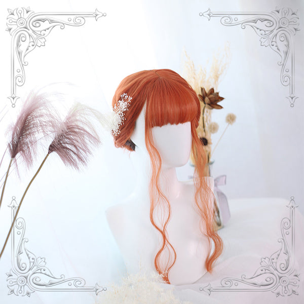 Lolita orange long curly wigs yc20747