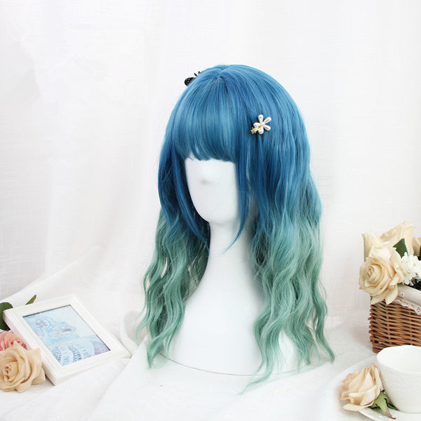 Lolita blue green gradient wig  YC21493