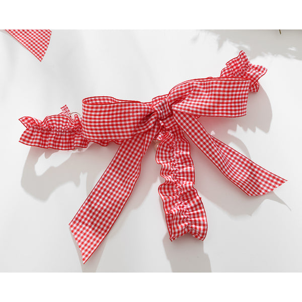 Sexy Pink Plaid Pearl Bikini Pajama Set  YC21339