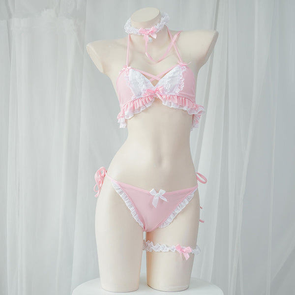 Cute pink lace bikini set yc50169