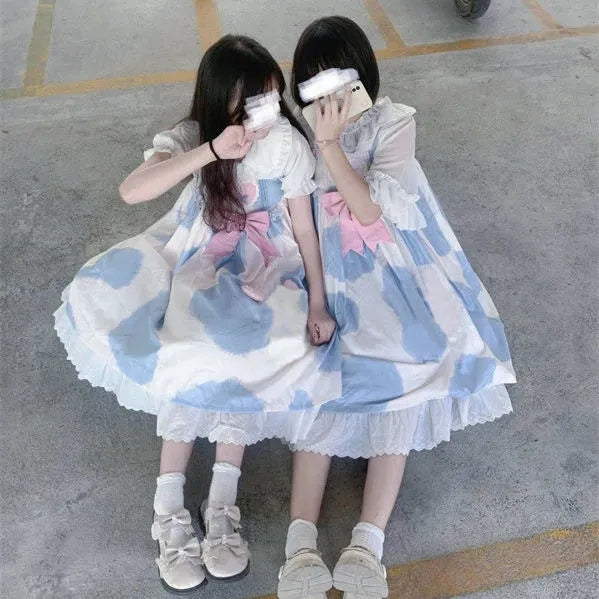 Lolita Cow Bow Skirt + Doll Collar Shirt yc50150