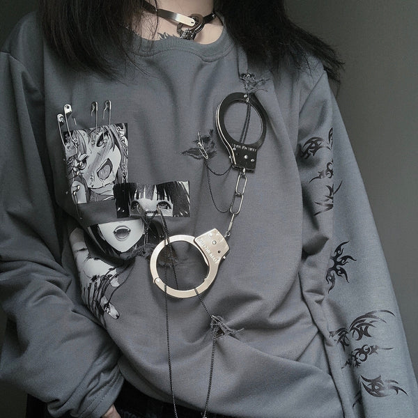 Punk handcuffs chain sweater yc22208
