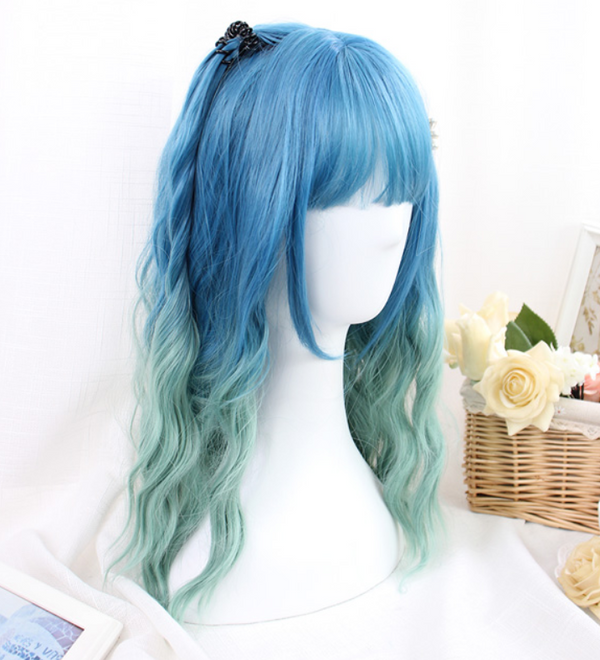 Lolita blue green gradient wig  YC21493