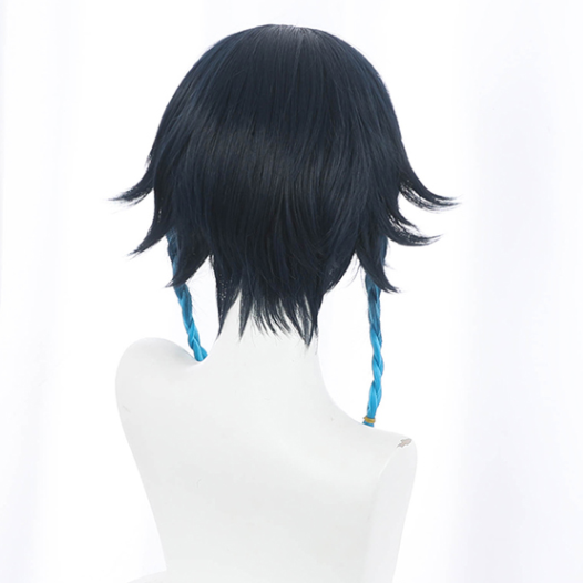Genshin Impact black blue cosplay wig YC23893