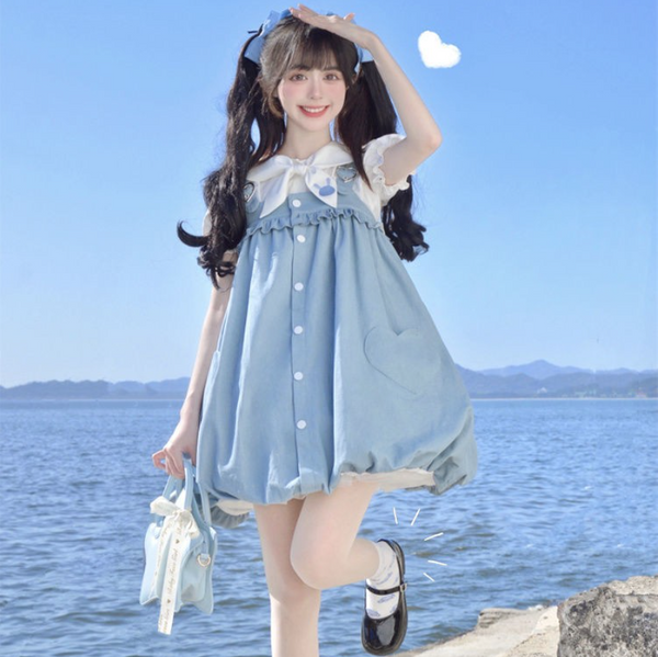 Lolita Bunny Shirt + Strap Dress yc50146