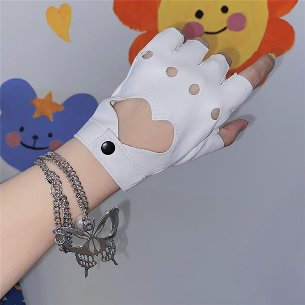 Punk heart hollow gloves yc25006