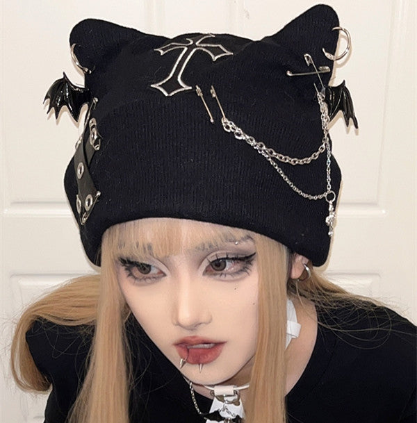 Punk cat ear cross hat yc25039