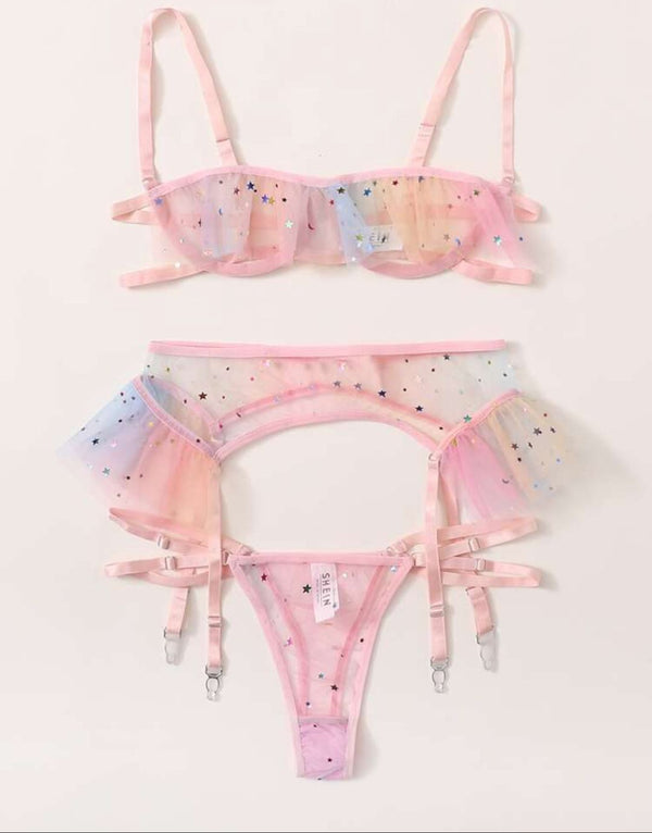 Pink Starry Sky Lingerie Set KF83992