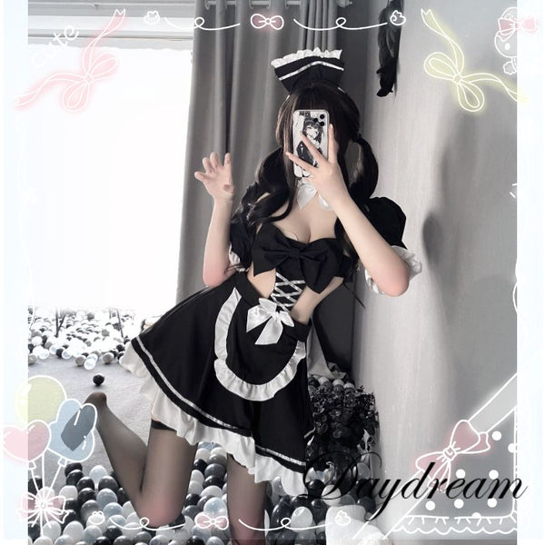 Japanese anime lace bow suit maid uniform Z034