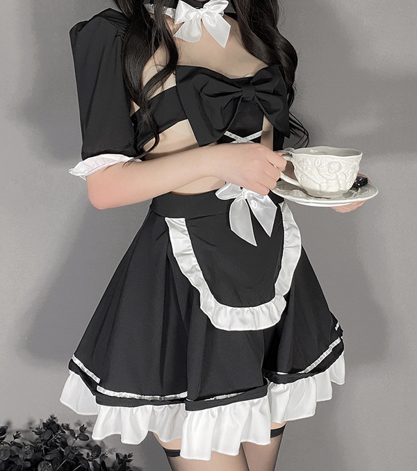 Japanese anime lace bow suit maid uniform Z034