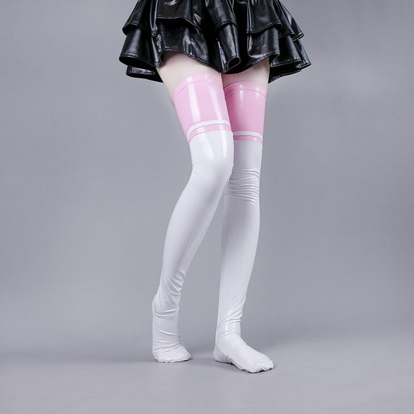 Anime Patent Leather Glossy Over-the-Knee Socks ab0009