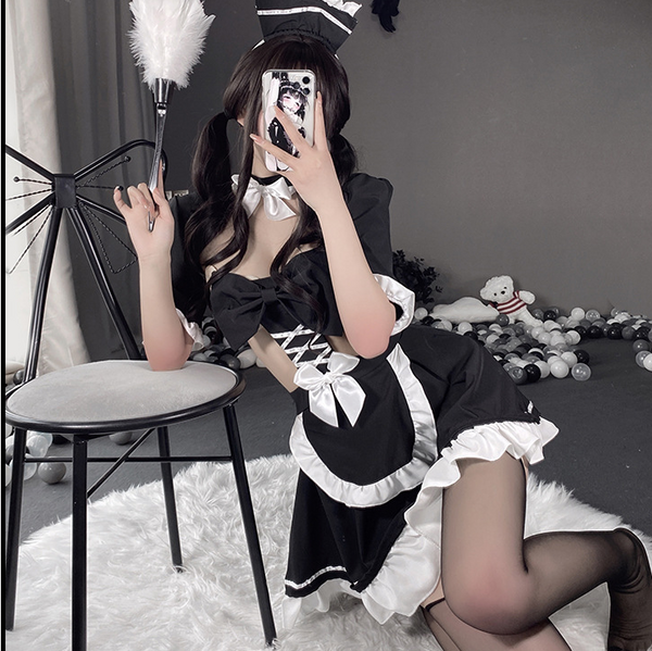 Japanese anime lace bow suit maid uniform Z034