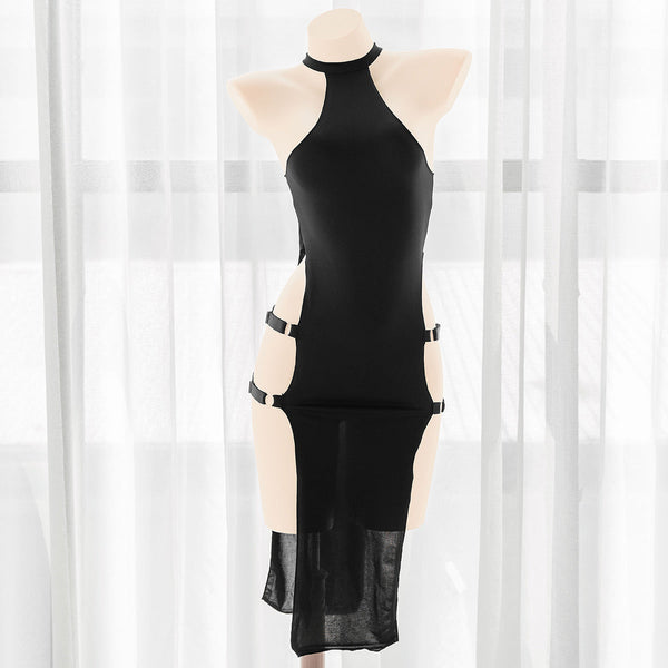 Black Slit Dress Z010