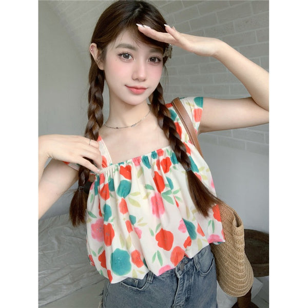 SWEET FLORAL CROPPED TANK TOP yc50309