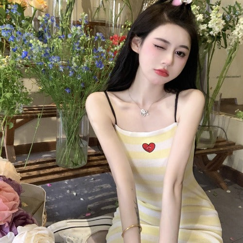 HEART STRIPE SLIM DRESS yc50310