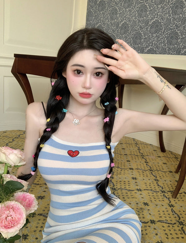 HEART STRIPE SLIM DRESS yc50310
