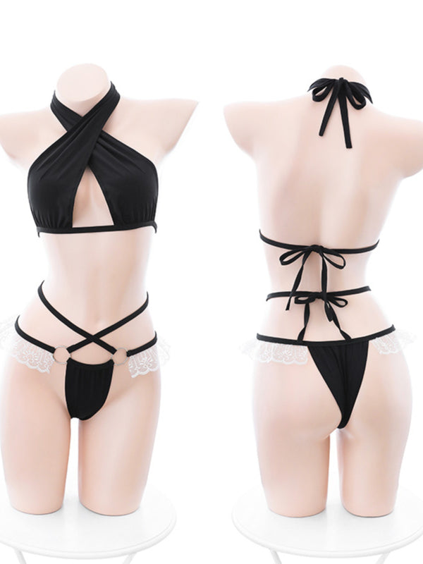 Cross-lace three-point suit AN0255