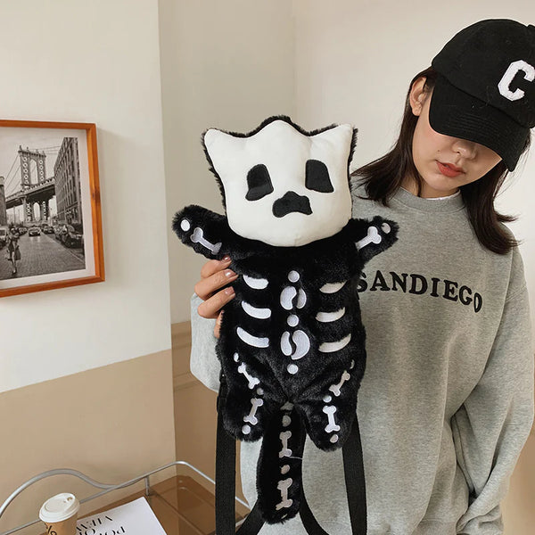 BLACK PLUSH BACKPACK KF82624