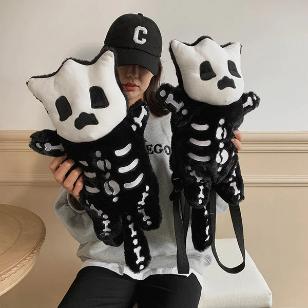 BLACK PLUSH BACKPACK KF82624