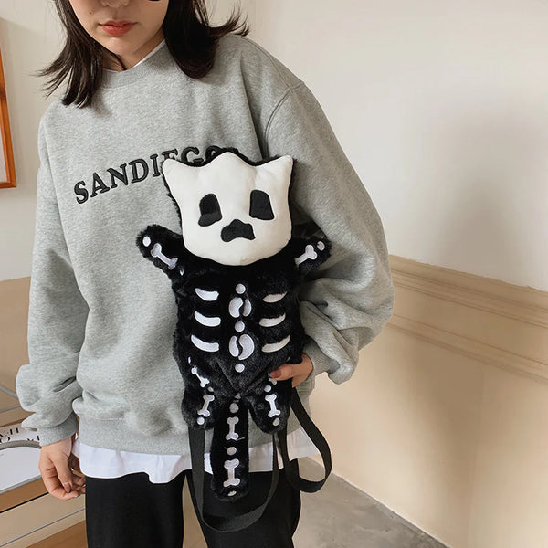 BLACK PLUSH BACKPACK KF82624