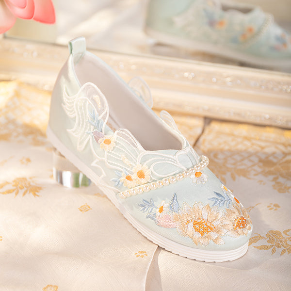 pearl antique embroidered shoes yc50076