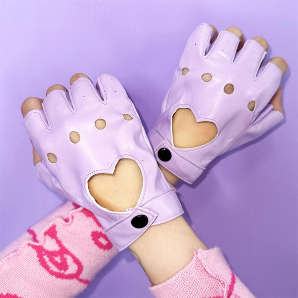 Punk heart hollow gloves yc25006