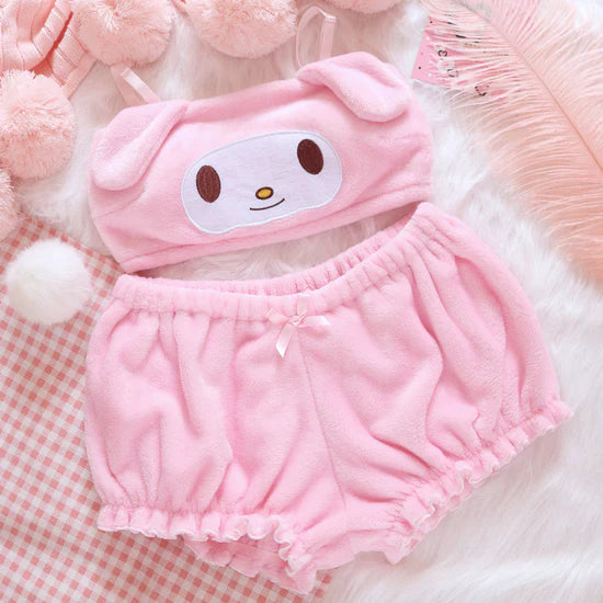 "PLUSH EARS EMBROIDERY " LINGERIE BLOOMERS PAJAMAS SUIT N081101