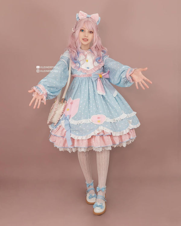 lolita style pink blue gradient wig yc23255