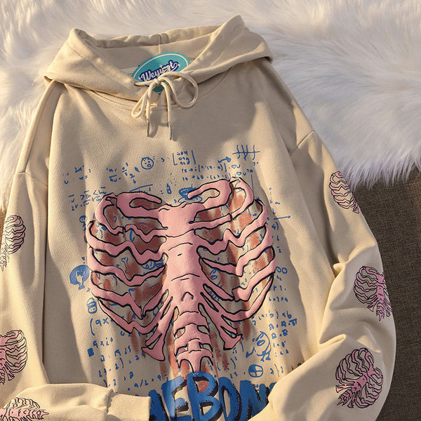 Harajuku print hooded sweater yc25057