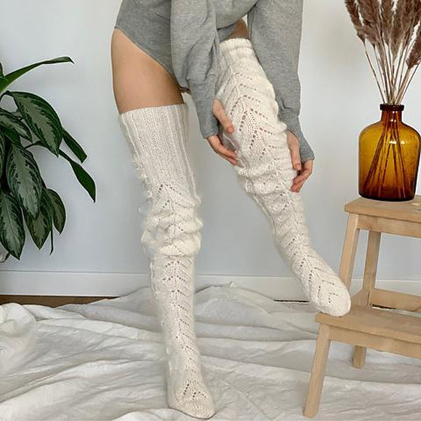 Wool socks knitted knee high socks  AN0118