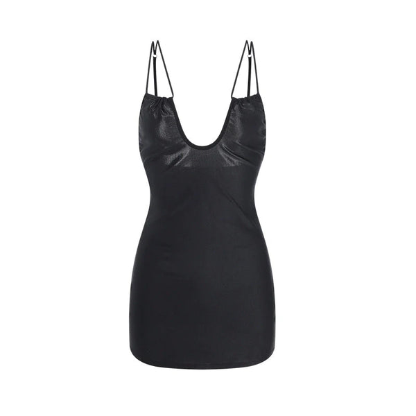 BLACK SUSPENDER DRESS YV50021