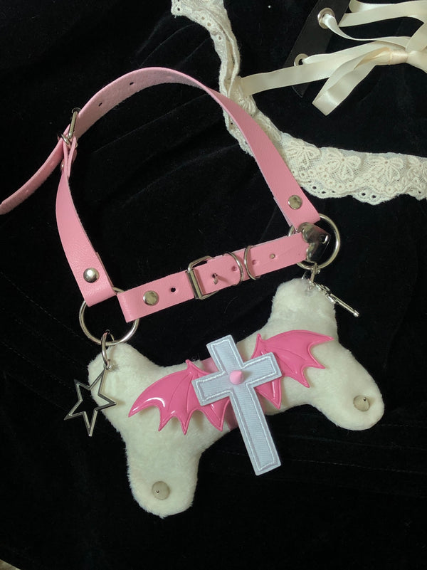 Plush bone cross necklace yc25041