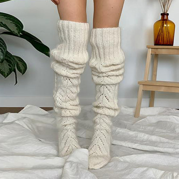 Wool socks knitted knee high socks  AN0118
