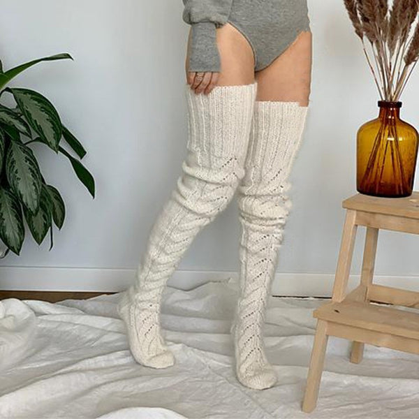 Wool socks knitted knee high socks  AN0118